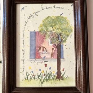 D. Morgan artist Framed Tree and Tulip Art Print sweet remembrance 9 x 7